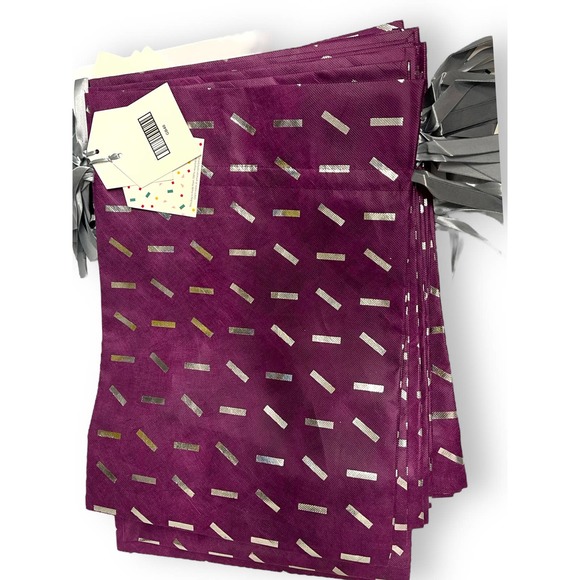 3 x  Large 18" Purple Fabric Gift Bags w/ Silver Ribbon | Christine Taylor CTC - Picture 13 of 13